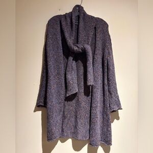 Eric Alexandre Open Knot Cardigan Built In Scarf Sleeve Holes Size Medium Purple